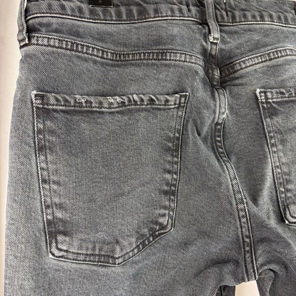 AGOLDE Toni Jeans Women's 27 Black Stretch Distressed Frayed Straight Mid Rise - Picture 9 of 16